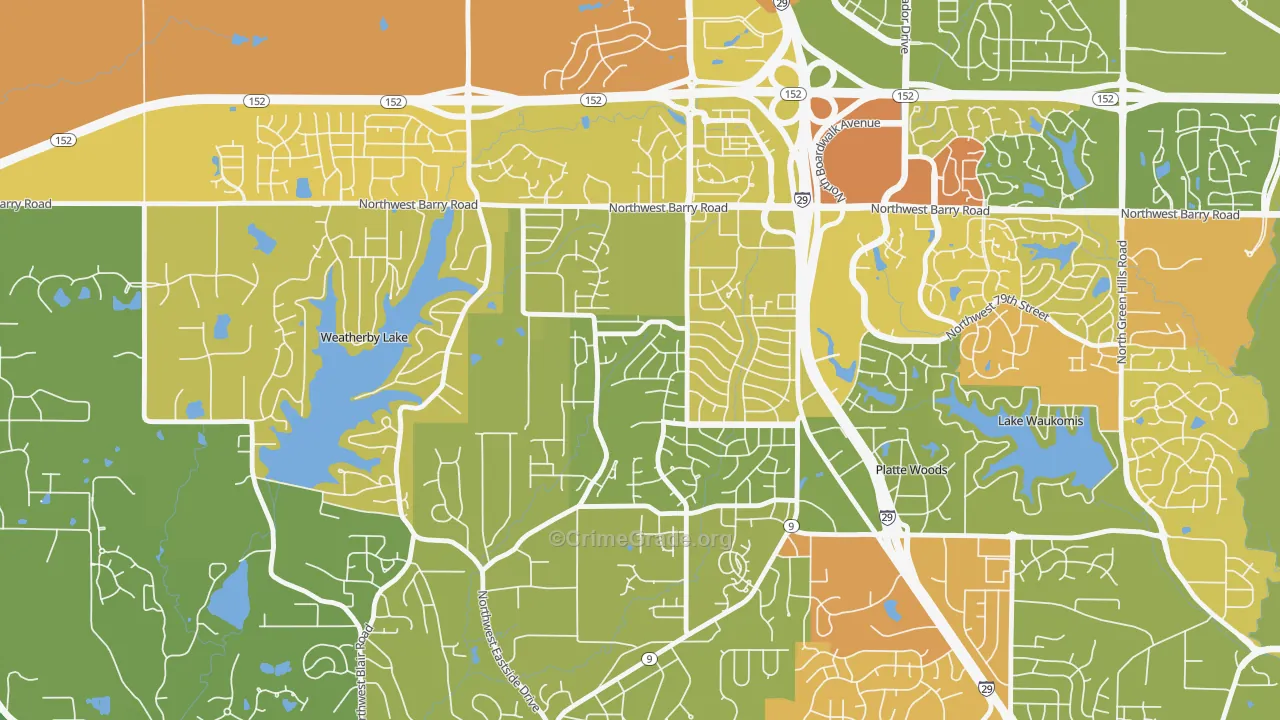 Park Forest, Kansas City, MO Map of Vandalism Rates