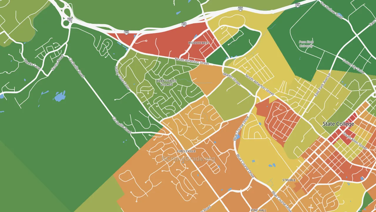Park Forest Village, PA Map of Vandalism Rates