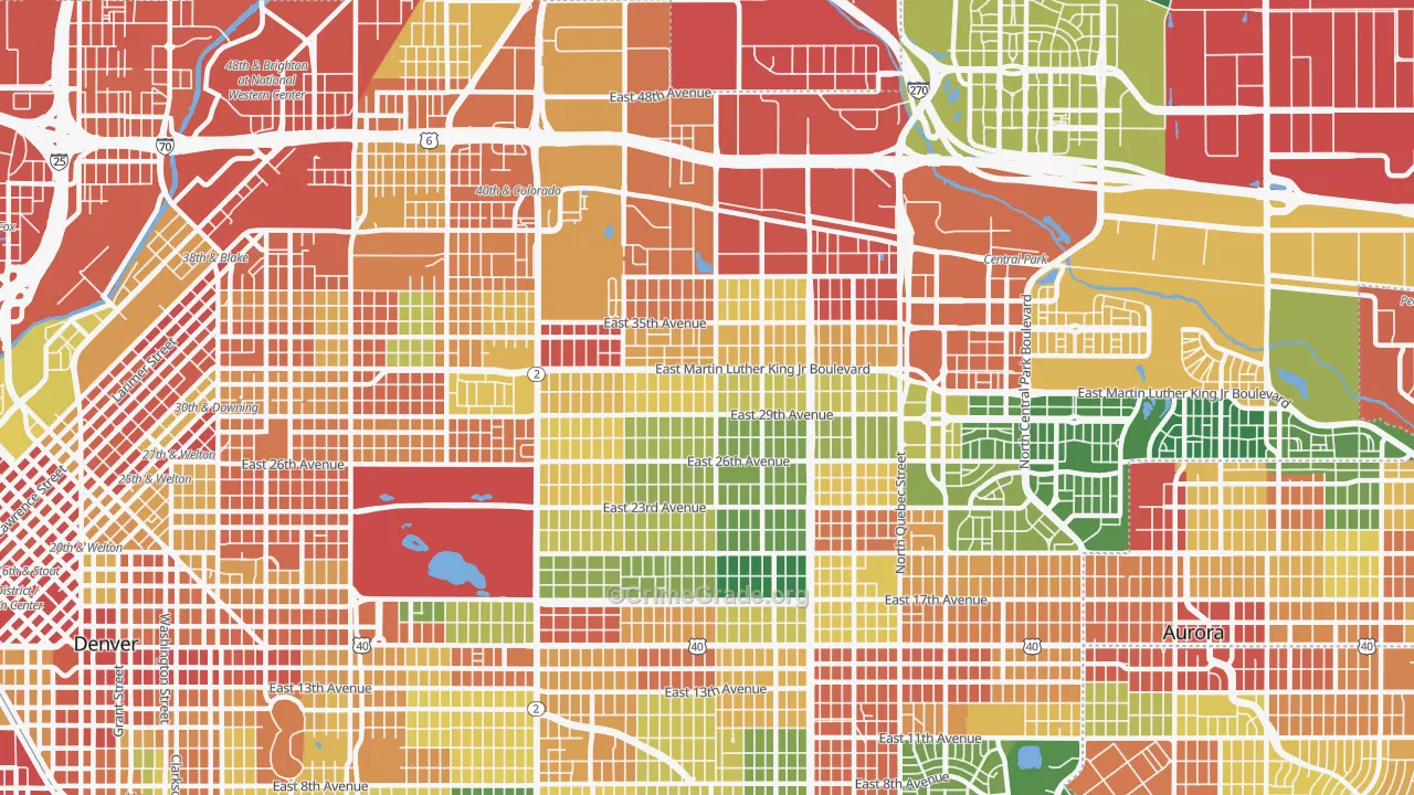 Park Hill, Denver, CO Map of Vandalism Rates