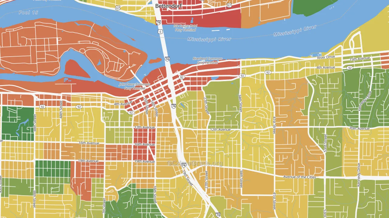 Park Hill, Moline, IL Map of Vandalism Rates