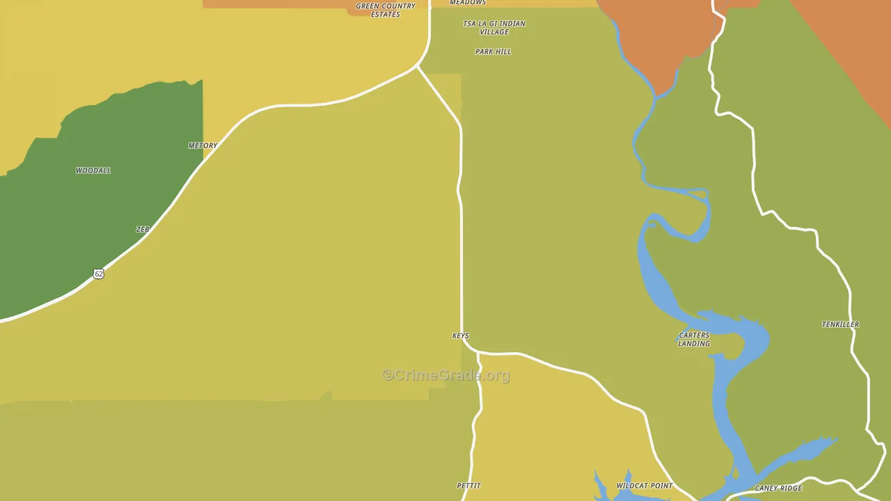 Park Hill, OK Map of Vandalism Rates