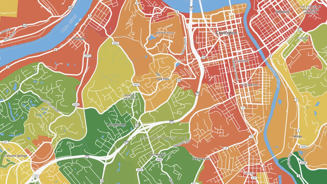 Park Hills, KY Map of Vandalism Rates