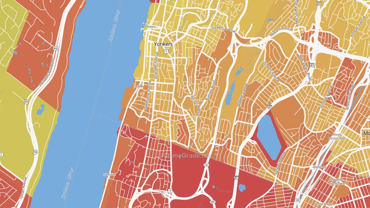 Park Hills, Yonkers, NY Map of Vandalism Rates