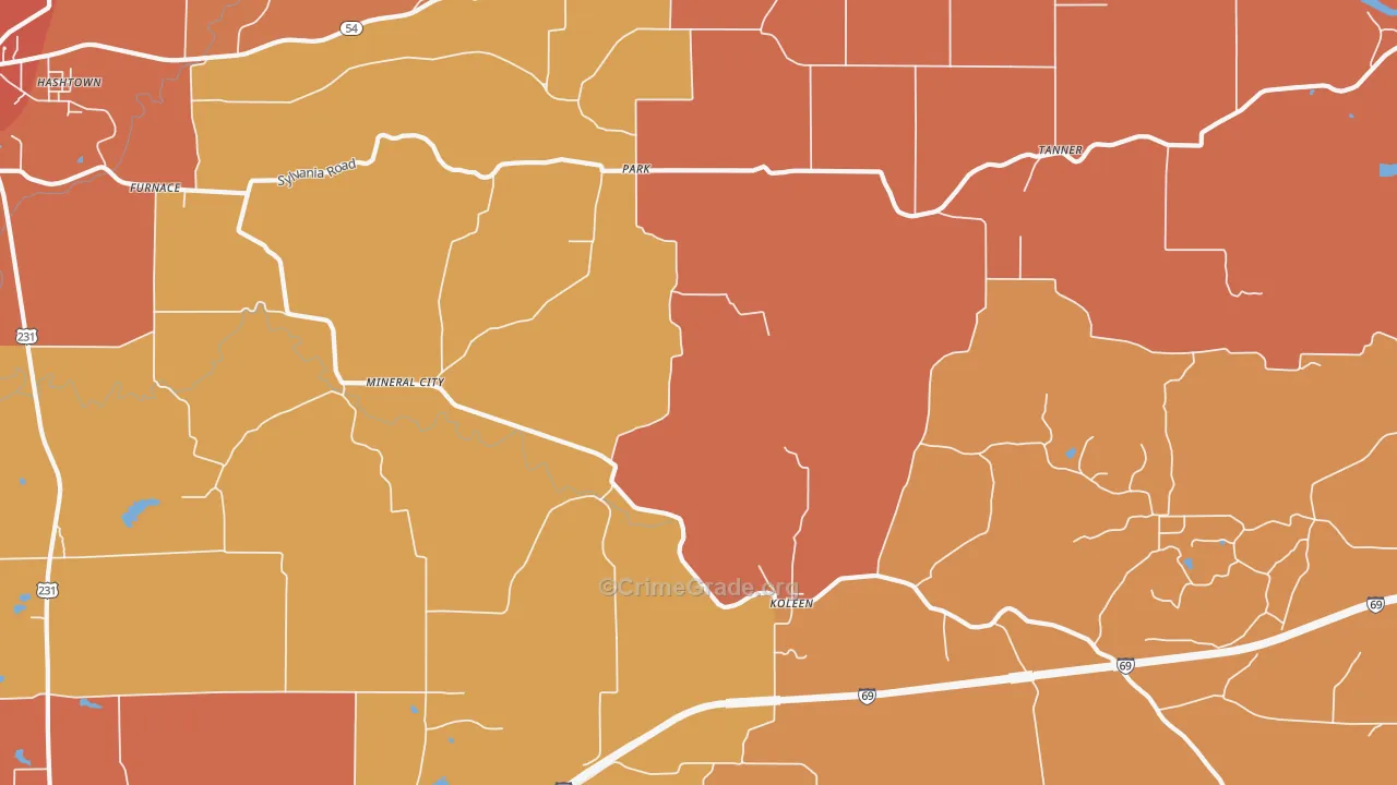 Park, IN Map of Vandalism Rates