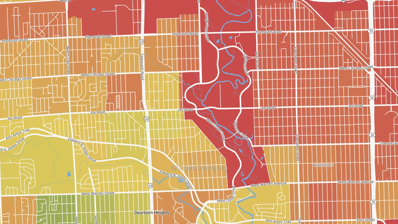 Park, Redford, MI Map of Vandalism Rates
