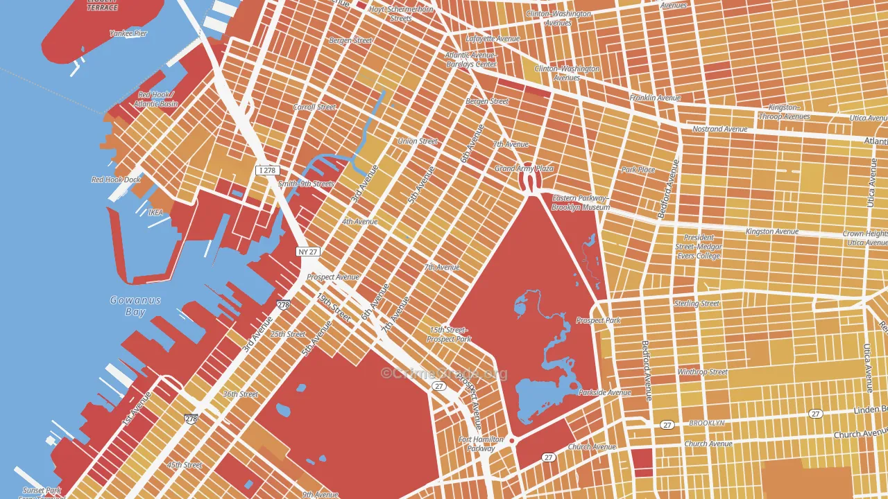 Park Slope, Brooklyn, NY Map of Vandalism Rates