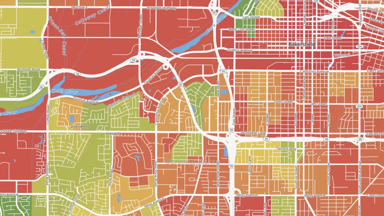 Park Stockdale, Bakersfield, CA Map of Vandalism Rates