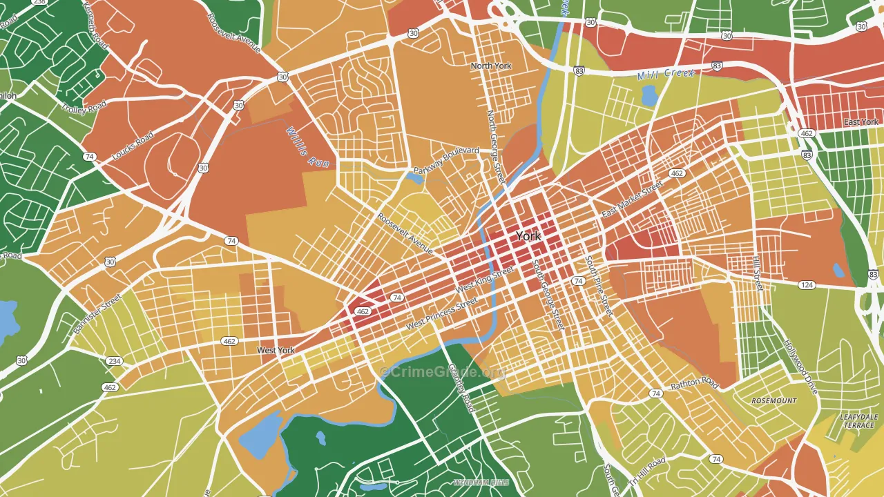 Park Village, York, PA Map of Vandalism Rates