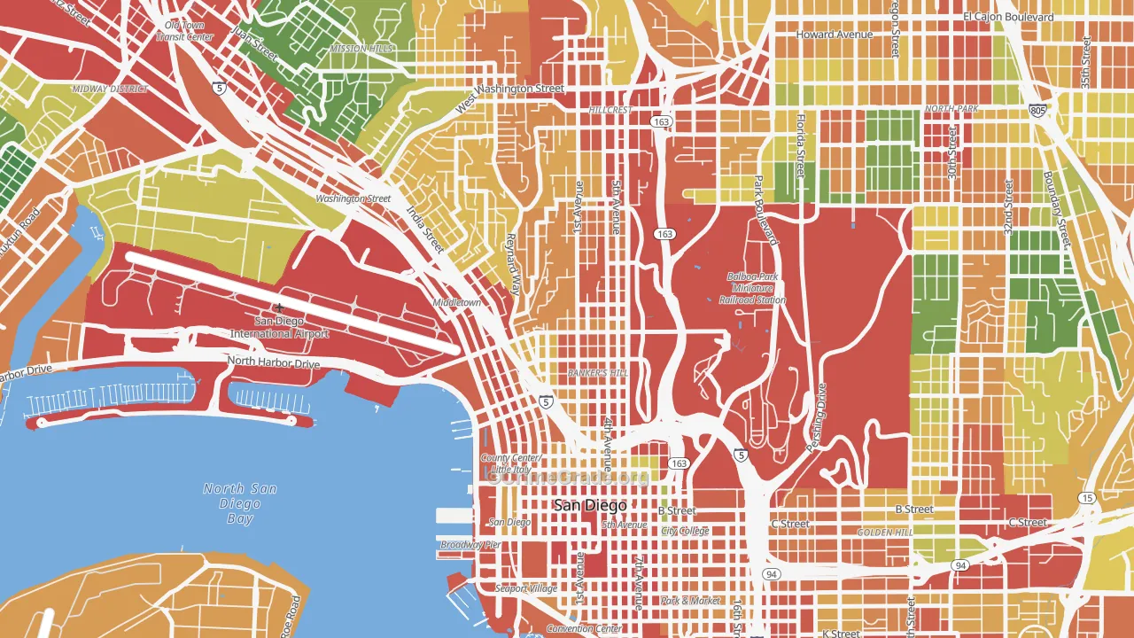 Park West, San Diego, CA Map of Vandalism Rates