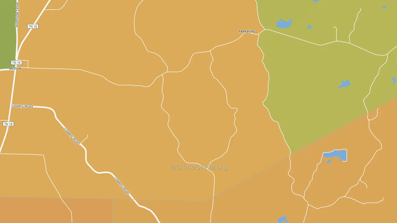 Parkburg, TN Map of Vandalism Rates