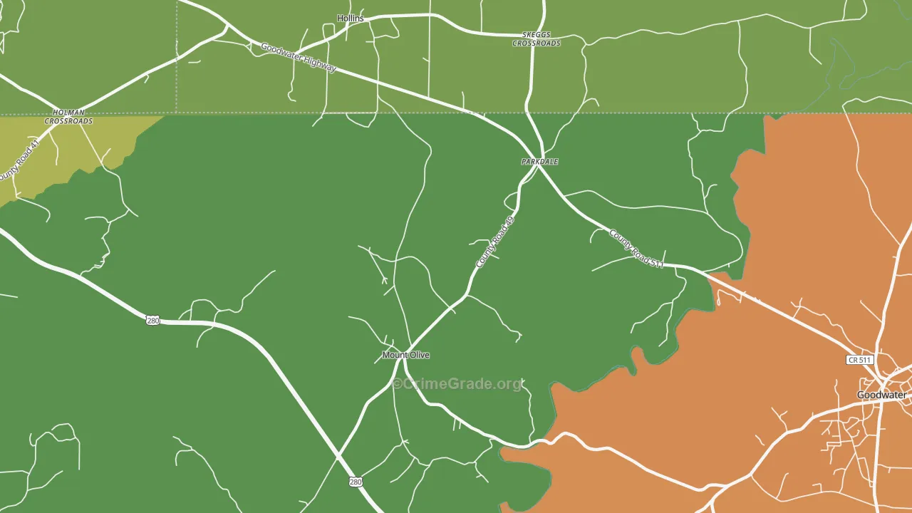 Parkdale, AL Map of Vandalism Rates
