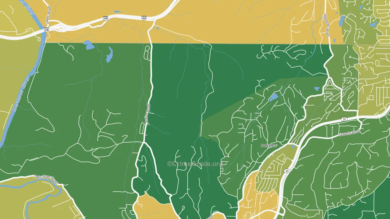Parkdale, MO Map of Vandalism Rates