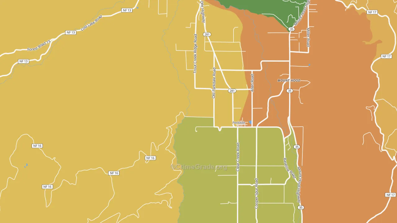 Parkdale, OR Map of Vandalism Rates