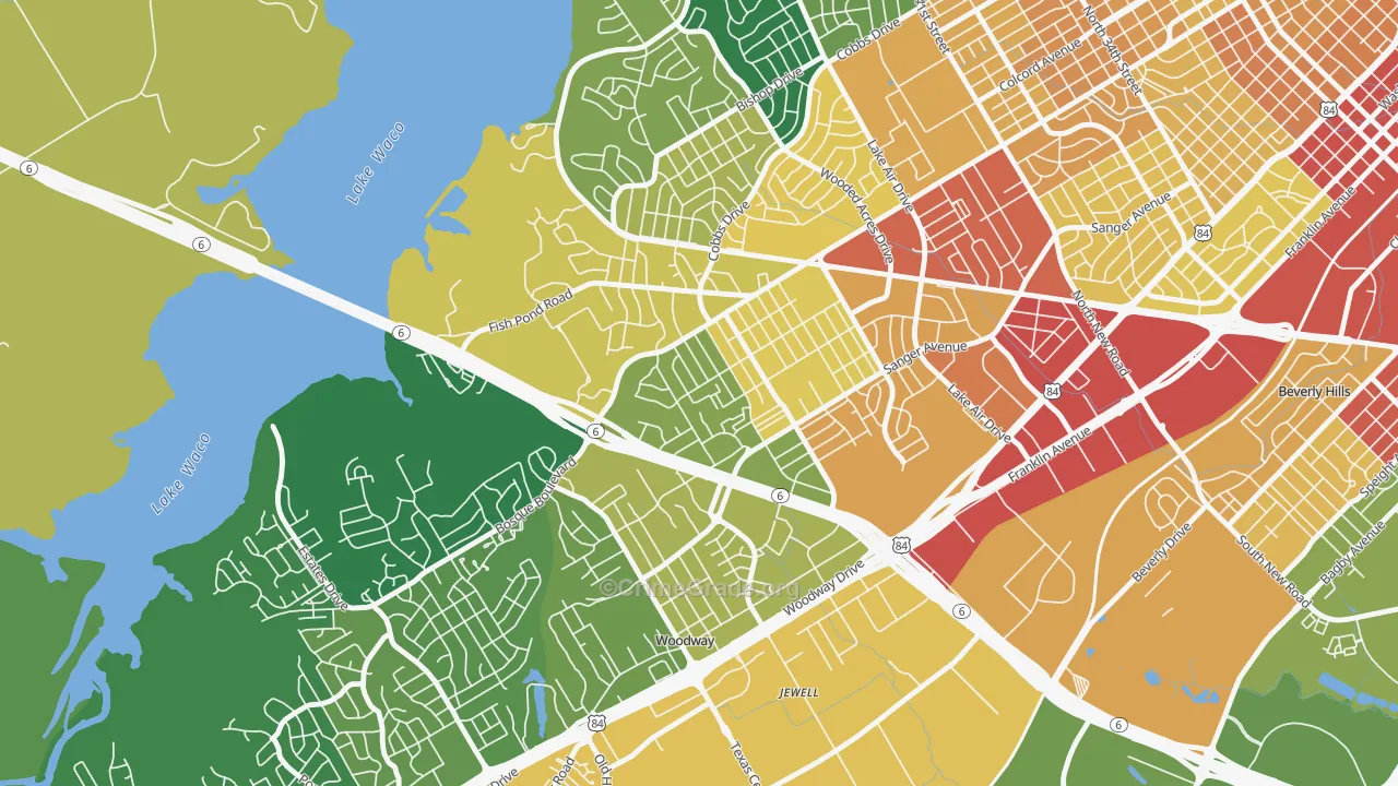 Parkdale Viking Hills, Waco, TX Map of Vandalism Rates
