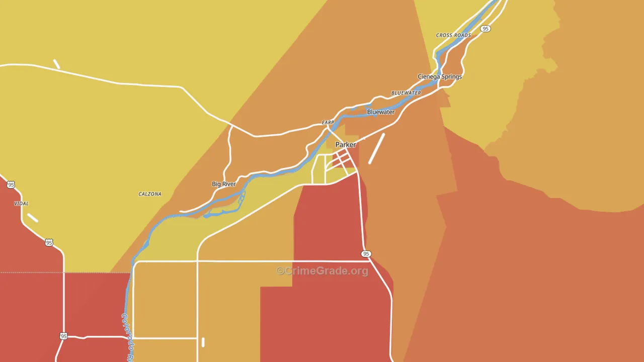 Parker, AZ Map of Vandalism Rates