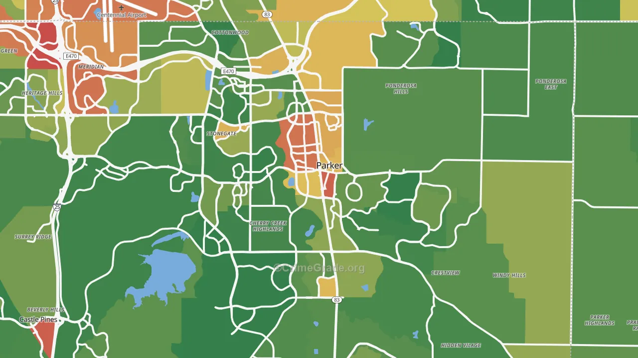 Parker, CO Map of Vandalism Rates