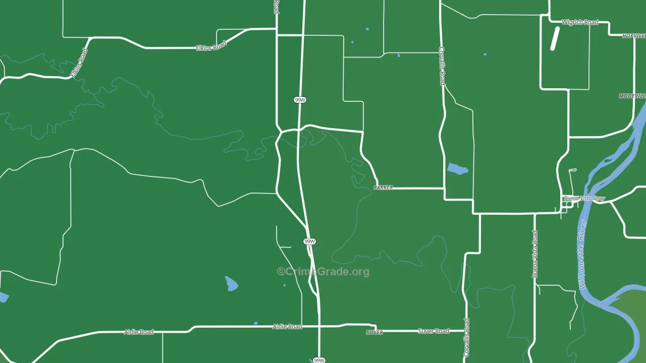 Parker, OR Map of Vandalism Rates