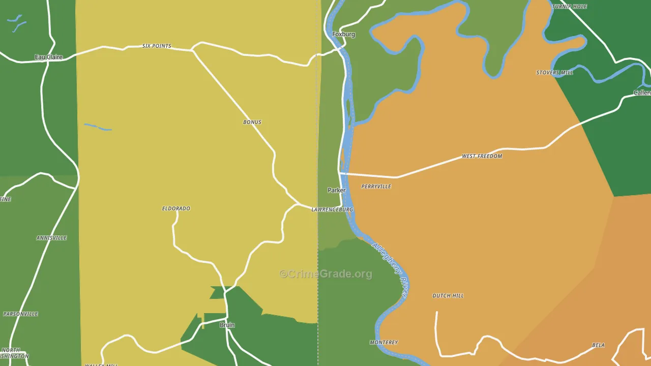 Parker, PA Map of Vandalism Rates