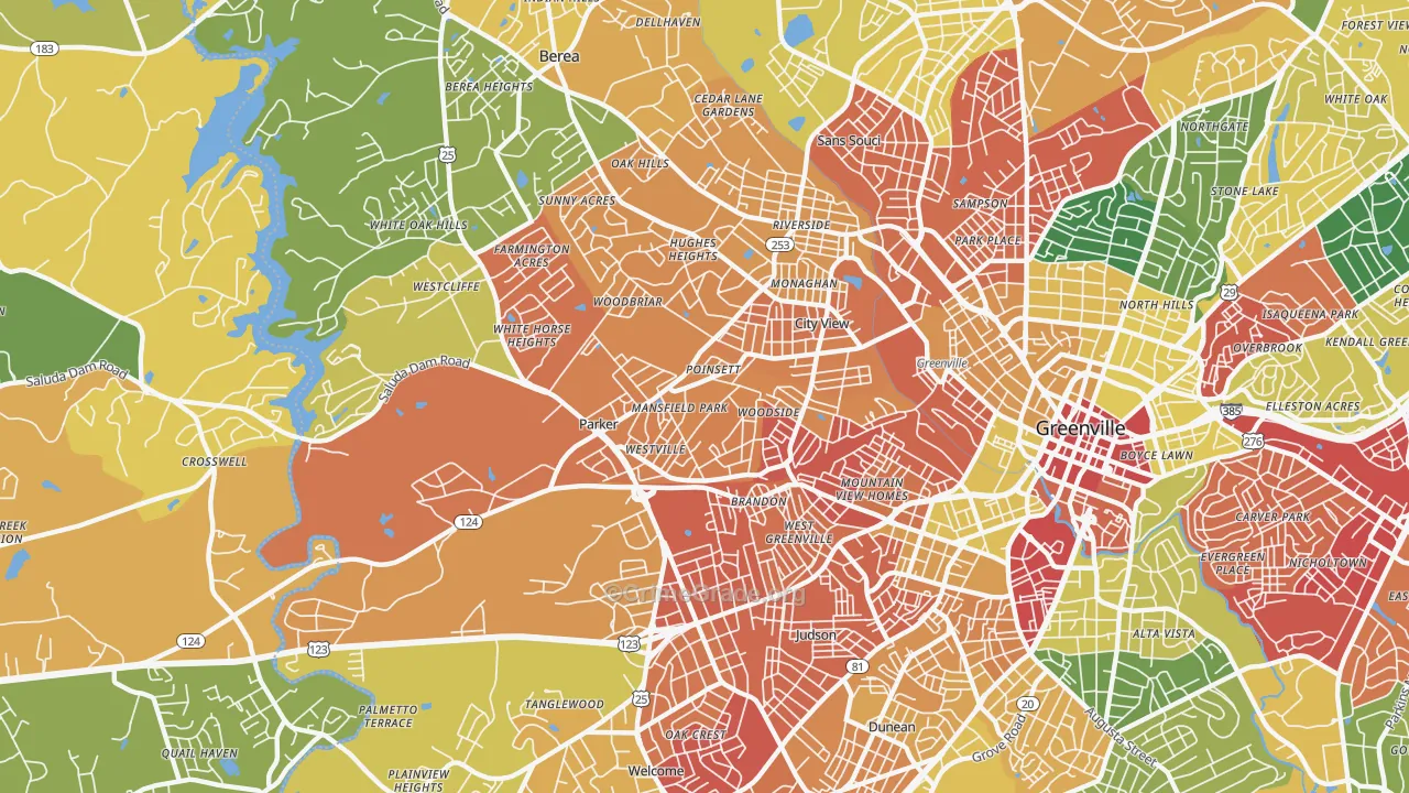 Parker, SC Map of Vandalism Rates