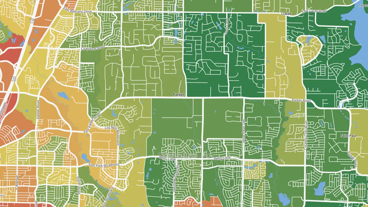 Parker, TX Map of Vandalism Rates