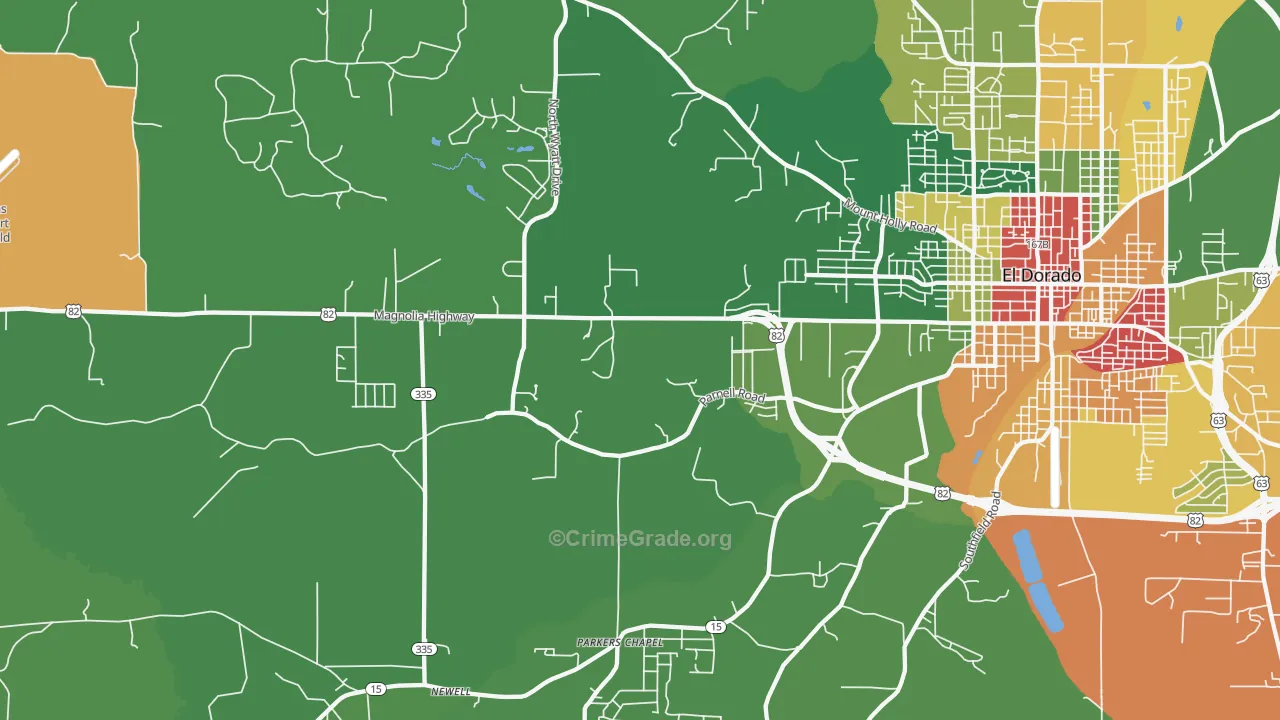 Parkers Chapel, AR Map of Vandalism Rates