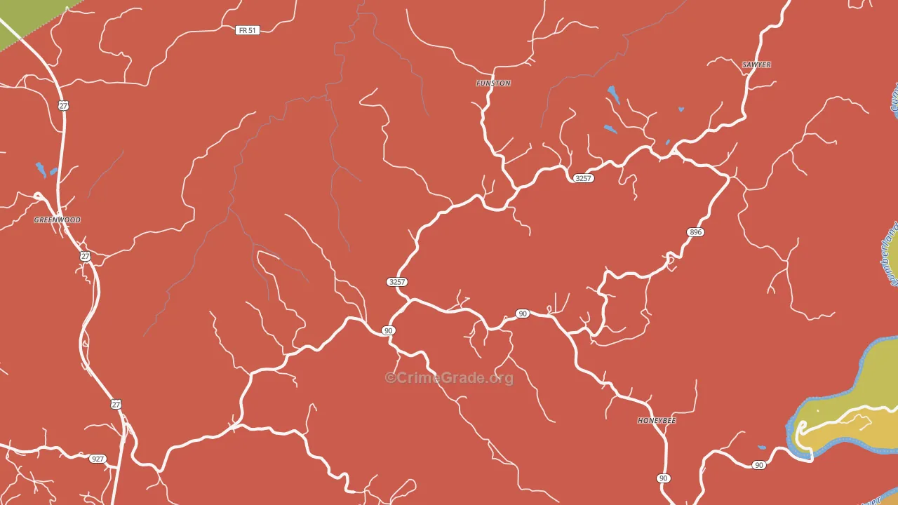 Parkers Lake, KY Map of Vandalism Rates