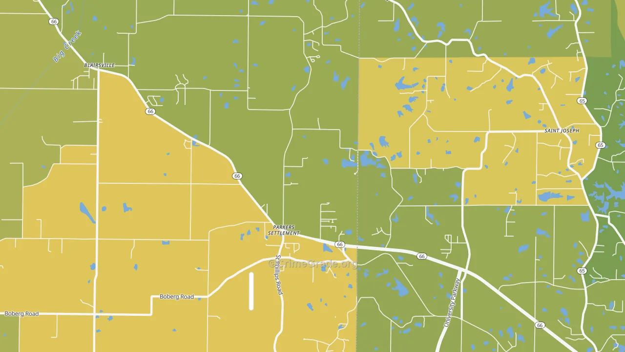 Parkers Settlement, IN Map of Vandalism Rates