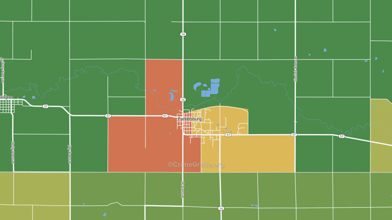 Parkersburg, IA Map of Vandalism Rates