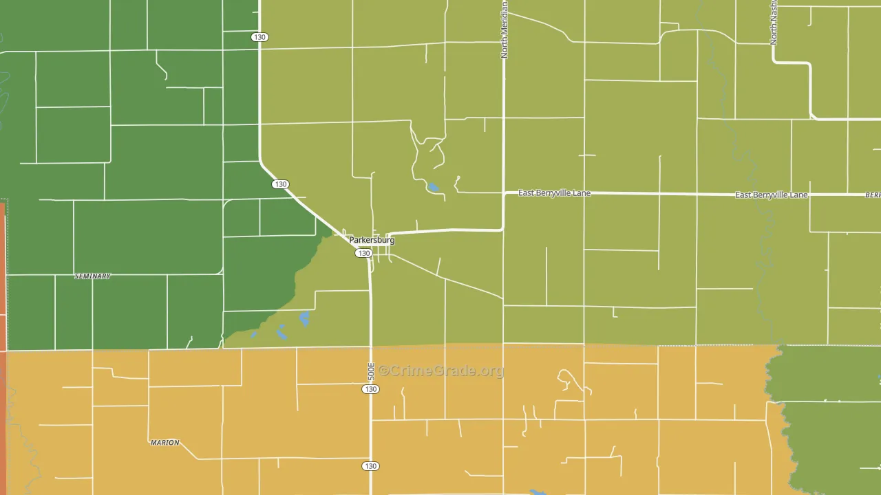 Parkersburg, IL Map of Vandalism Rates