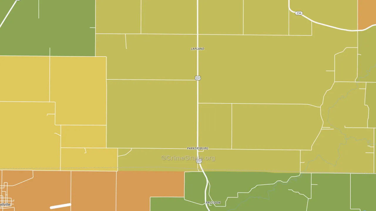 Parkersburg, IN Map of Vandalism Rates