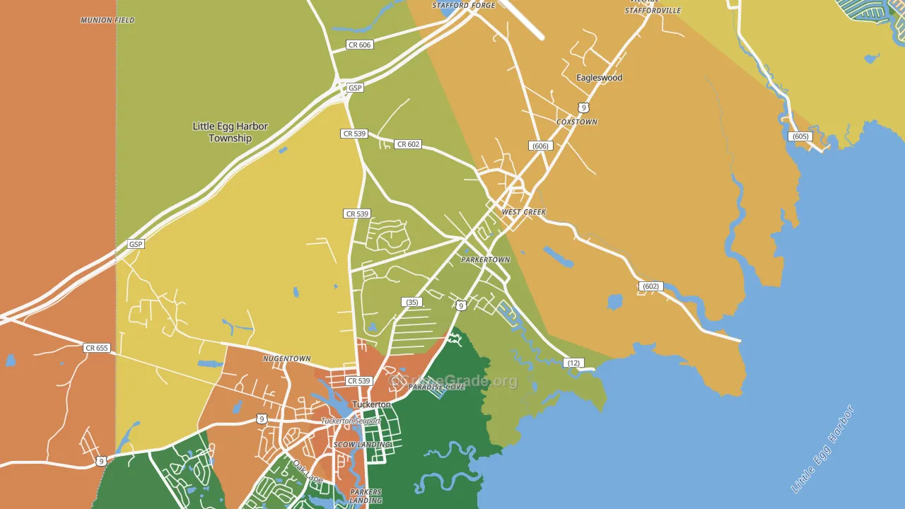 Parkertown, NJ Map of Vandalism Rates