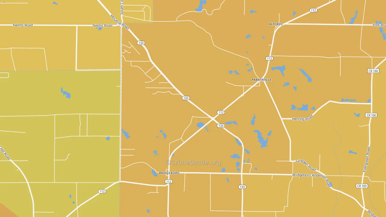 Parkerville, GA Map of Vandalism Rates