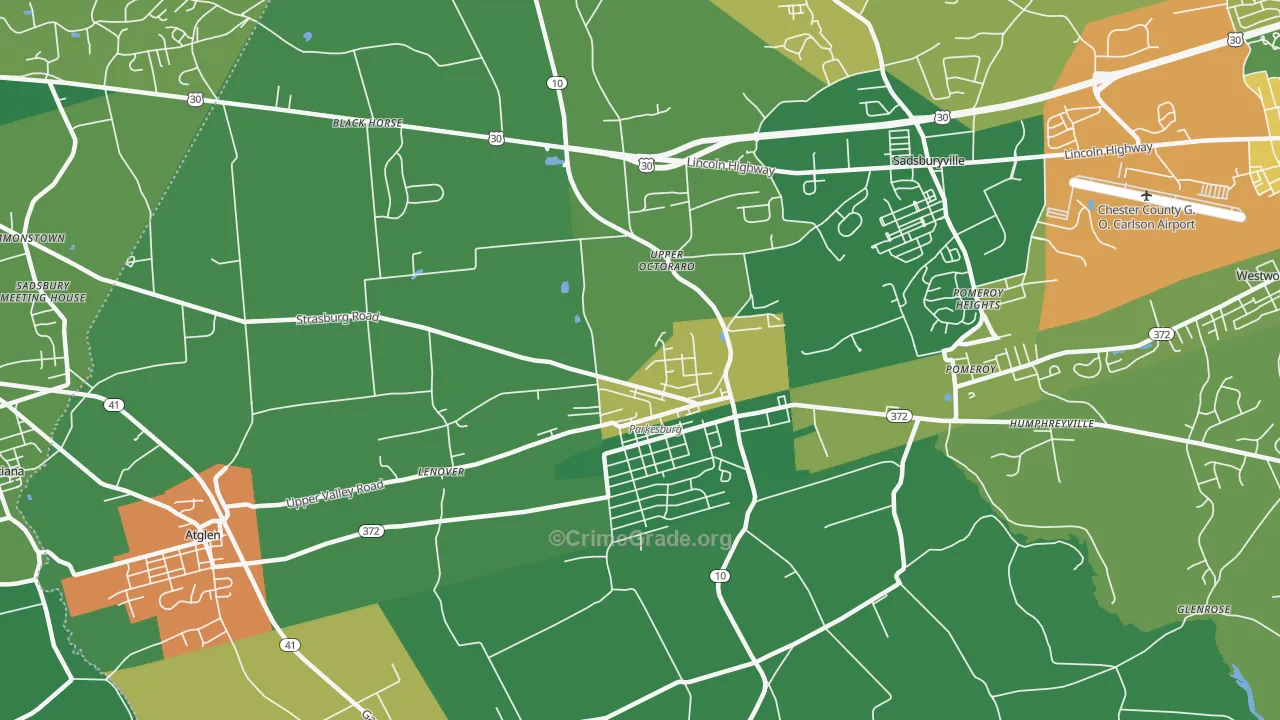 Parkesburg, PA Map of Vandalism Rates