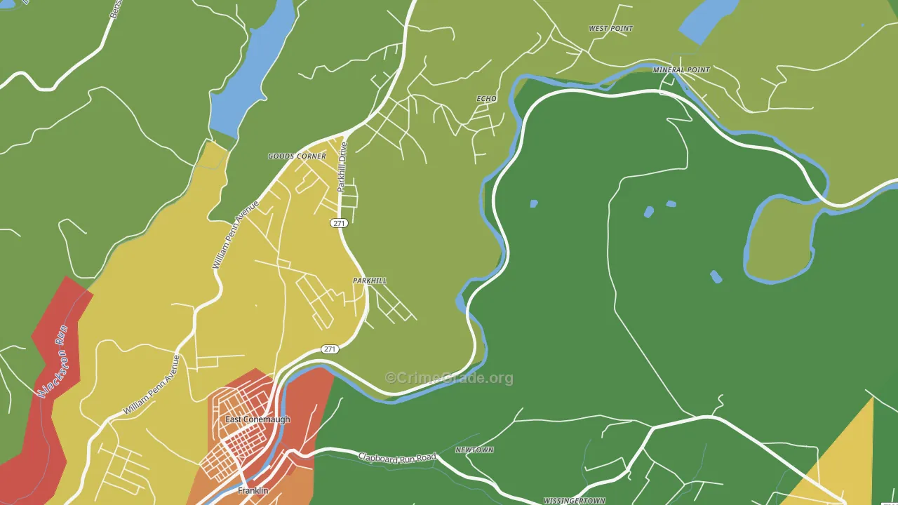 Parkhill, PA Map of Vandalism Rates
