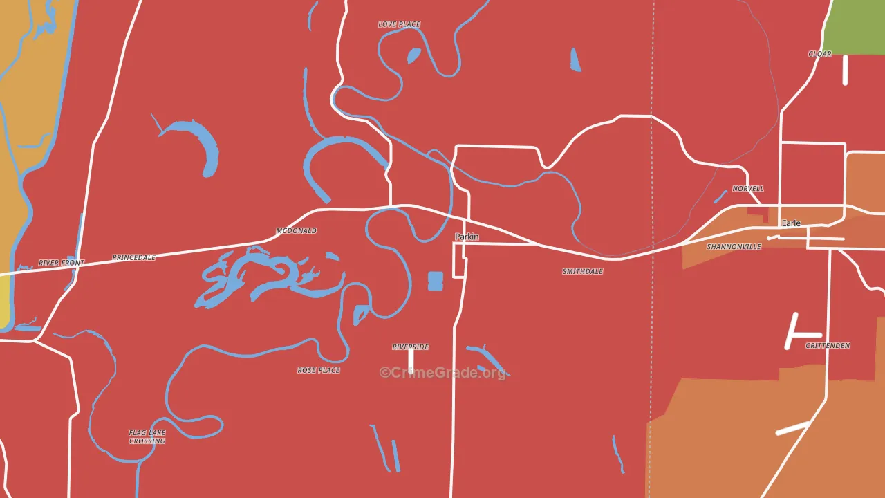 Parkin, AR Map of Vandalism Rates