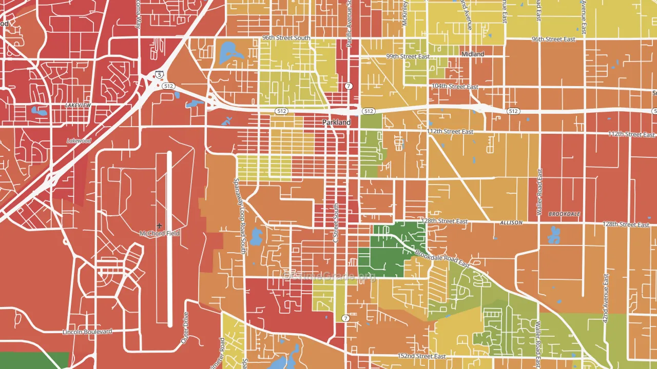 Parkland, WA Map of Vandalism Rates