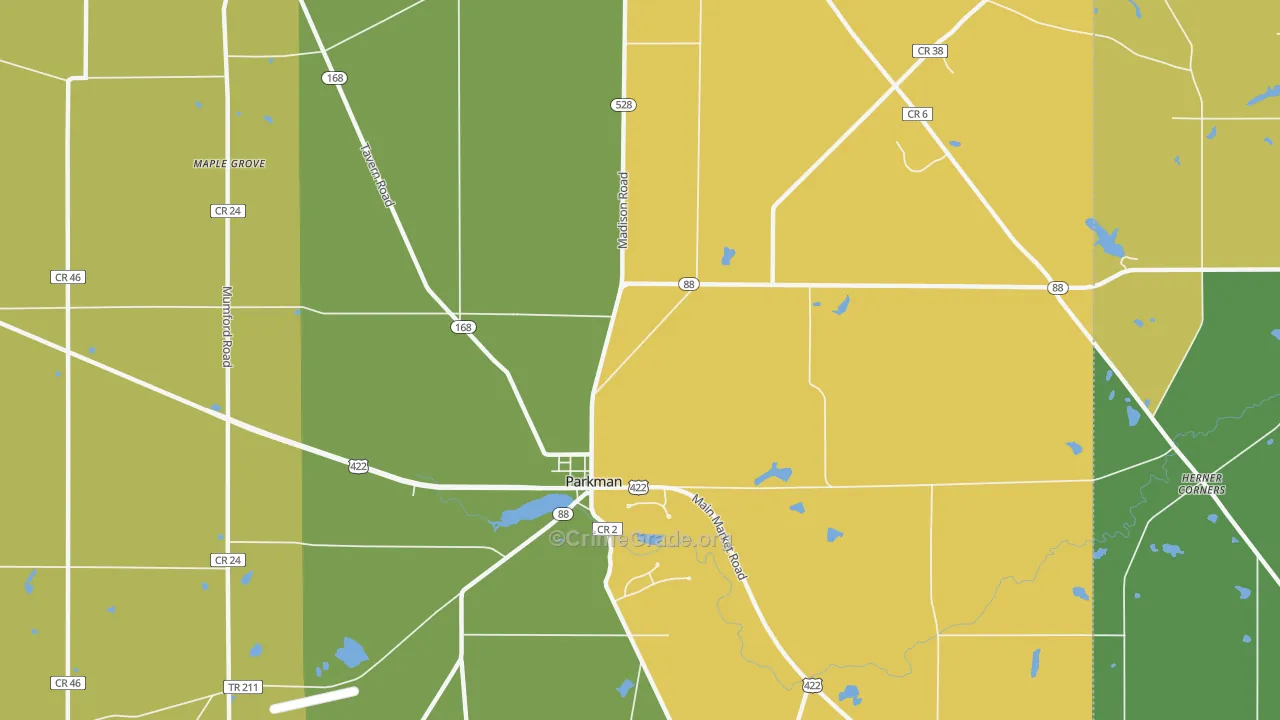 Parkman, OH Map of Vandalism Rates
