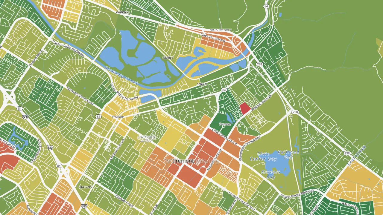 Parkmont, Fremont, CA Map of Vandalism Rates