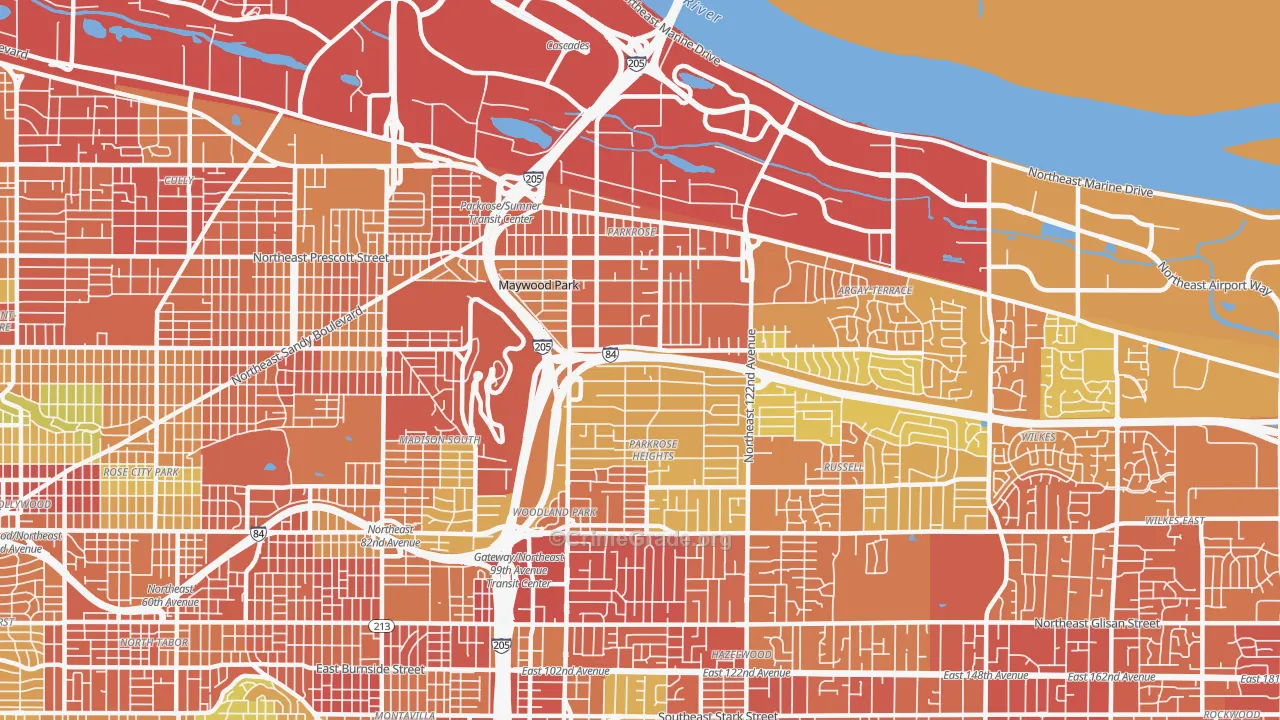 Parkrose, Portland, OR Map of Vandalism Rates