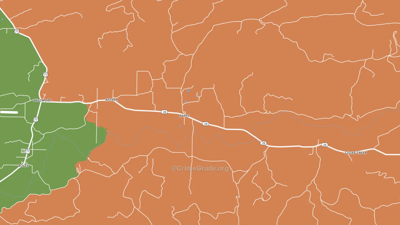 Parks, AR Map of Vandalism Rates