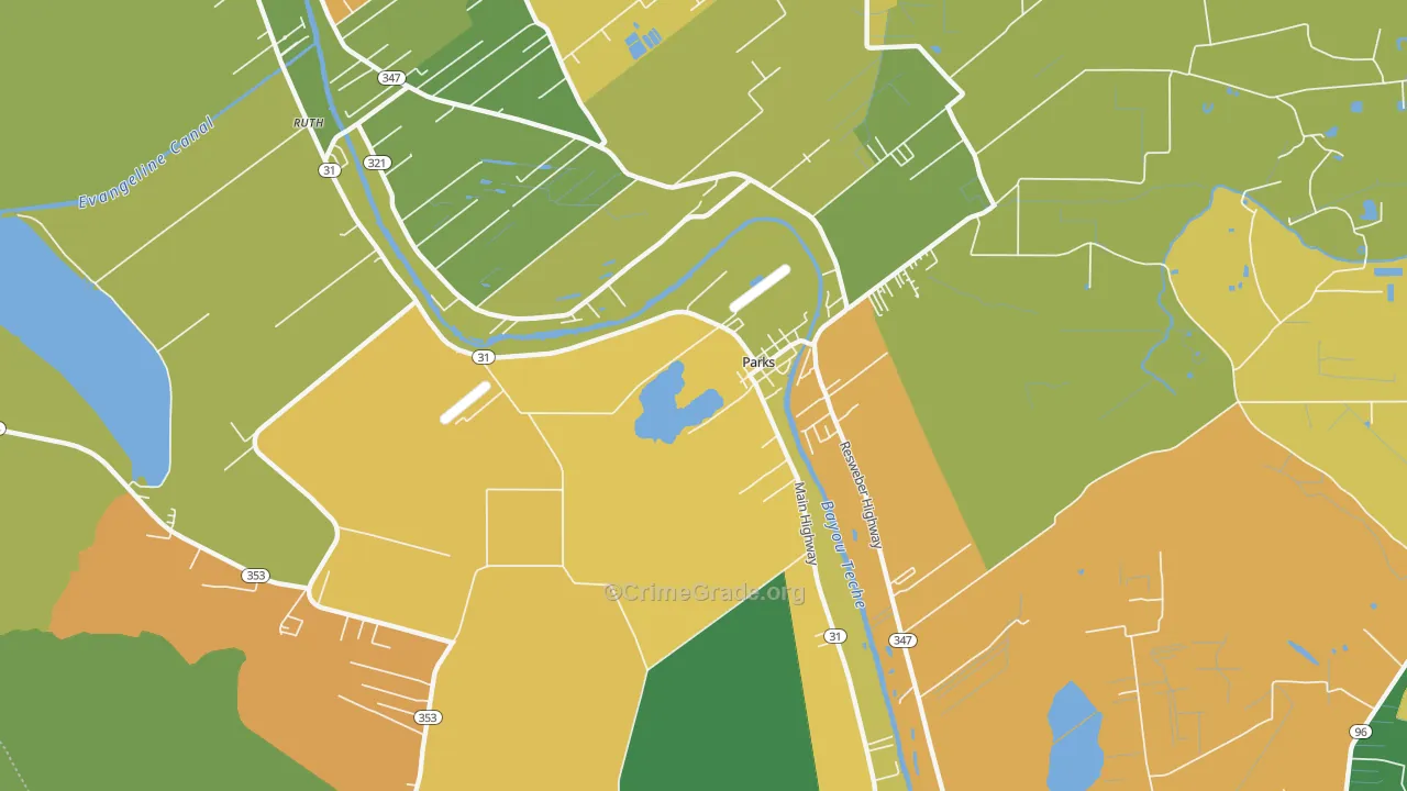 Parks, LA Map of Vandalism Rates