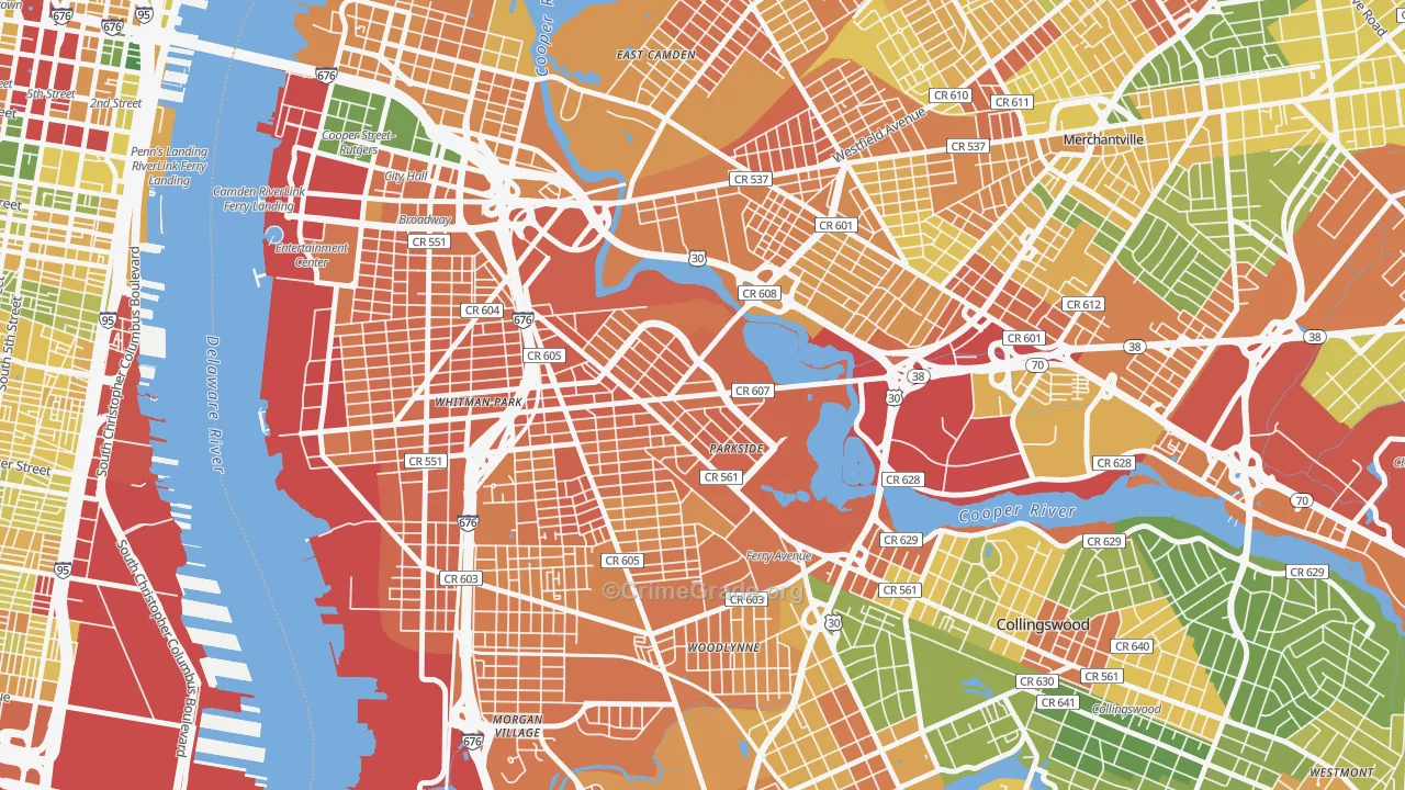 Parkside, Camden, NJ Map of Vandalism Rates