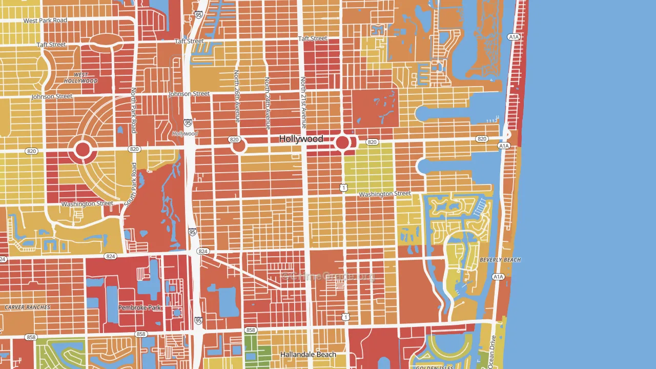 Parkside, Hollywood, FL Map of Vandalism Rates