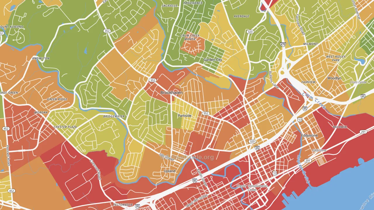 Parkside, PA Map of Vandalism Rates