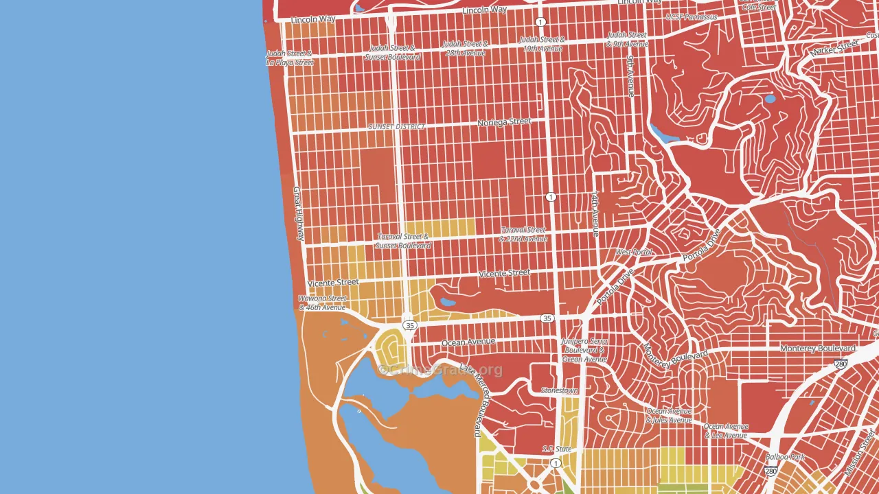 Parkside, San Francisco, CA Map of Vandalism Rates