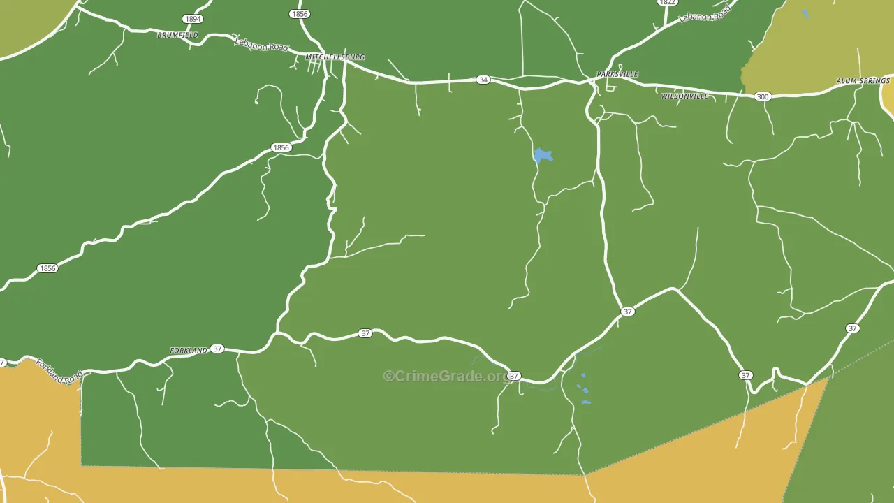 Parksville, KY Map of Vandalism Rates