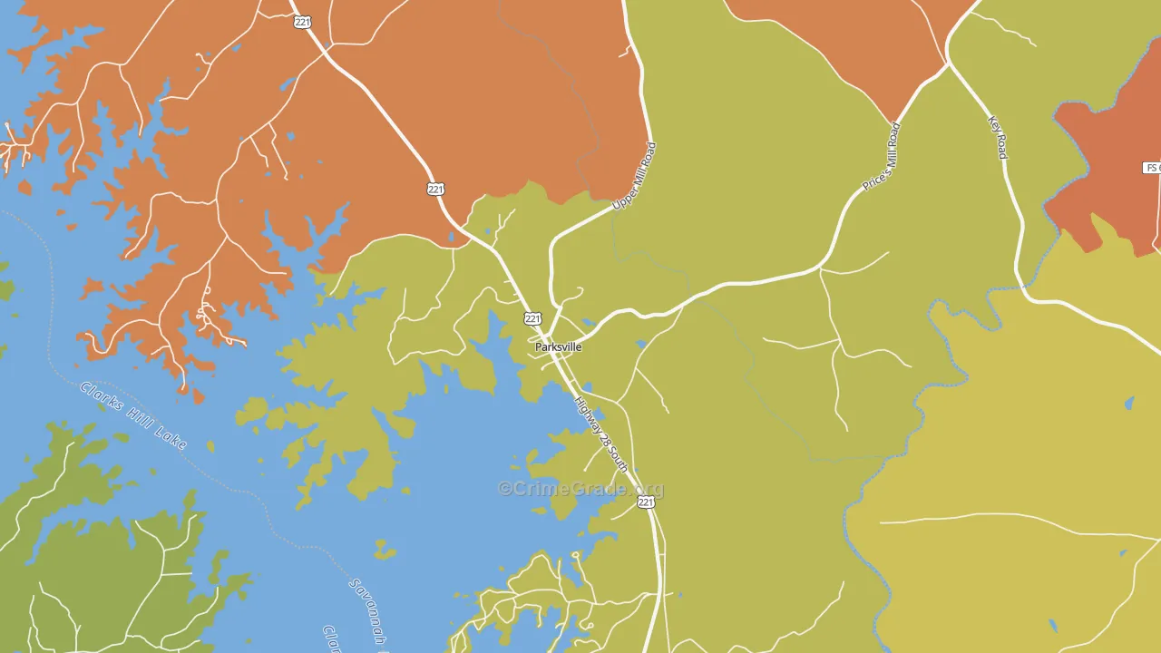 Parksville, SC Map of Vandalism Rates
