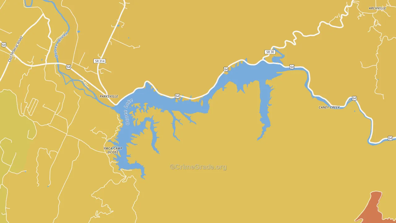 Parksville, TN Map of Vandalism Rates
