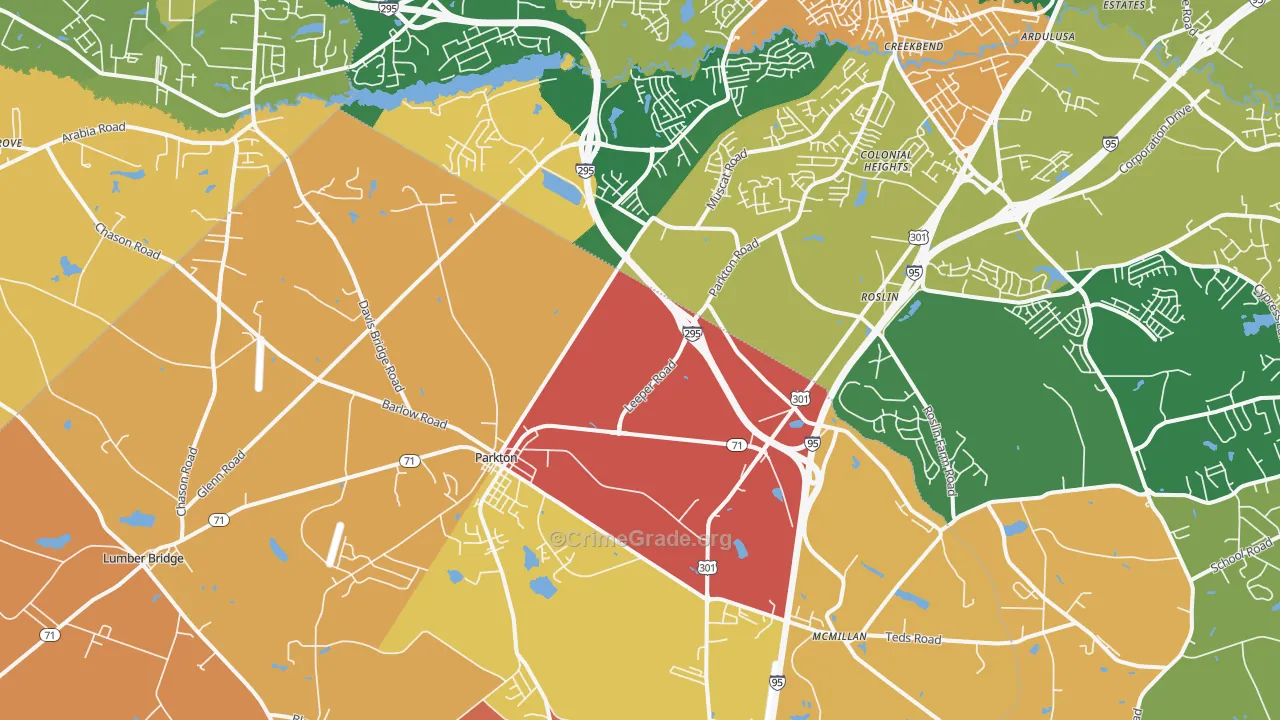Parkton, NC Map of Vandalism Rates