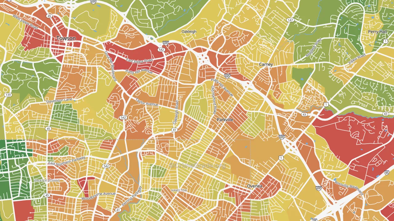 Parkville, MD Map of Vandalism Rates